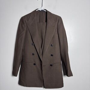 Suitsupply Pant Suit Women size 2 (tag 30) 28W Brown Solid Double Breasted